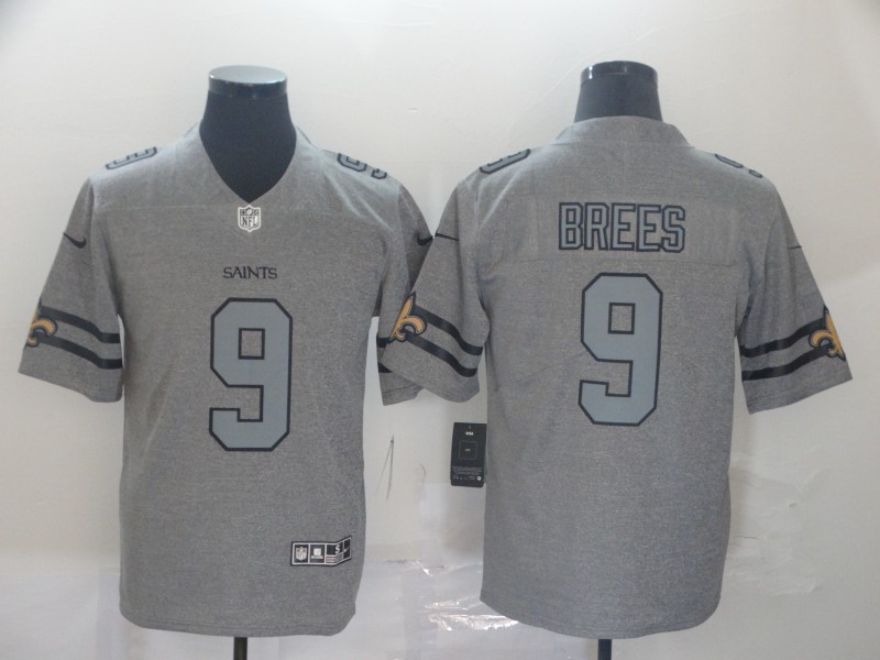 Men's New Orleans Saints Drew Brees #9 Gray Jersey